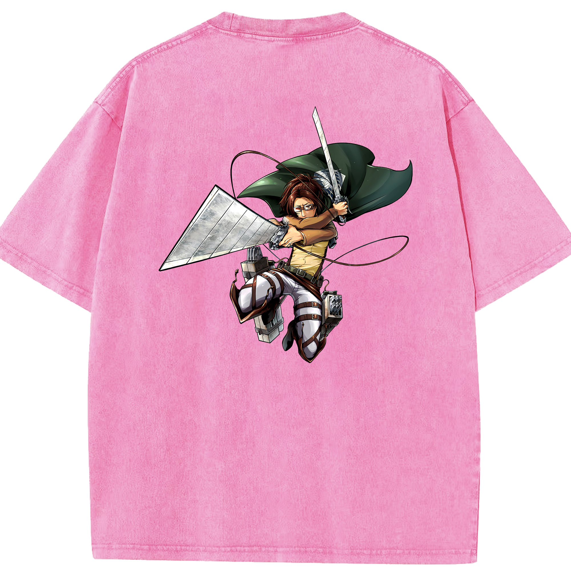 （画像用） 進撃の巨人 ハンジ·ゾエ Attack on Titan Hanji Zoe 綿100% ヴィンテージ風 半袖Tシャツ（背面プリント）